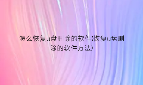 怎么恢复u盘删除的软件(恢复u盘删除的软件方法)