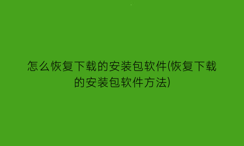 怎么恢复下载的安装包软件(恢复下载的安装包软件方法)