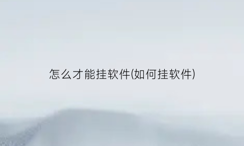 怎么才能挂软件(如何挂软件)