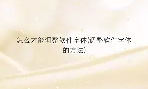 “怎么才能调整软件字体(调整软件字体的方法)