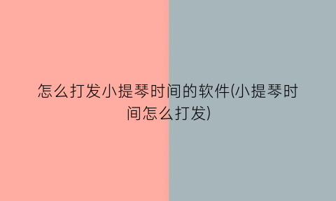 怎么打发小提琴时间的软件(小提琴时间怎么打发)