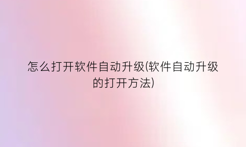 怎么打开软件自动升级(软件自动升级的打开方法)