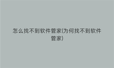 怎么找不到软件管家(为何找不到软件管家)