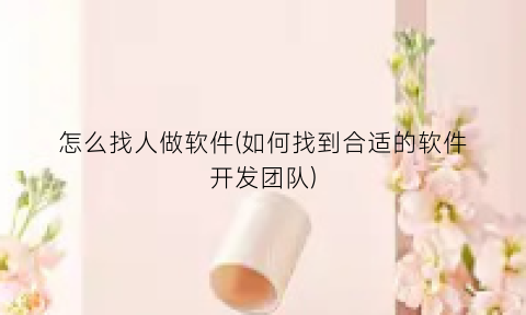 “怎么找人做软件(如何找到合适的软件开发团队)