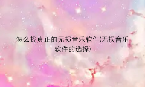 怎么找真正的无损音乐软件(无损音乐软件的选择)