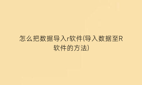 怎么把数据导入r软件(导入数据至R软件的方法)