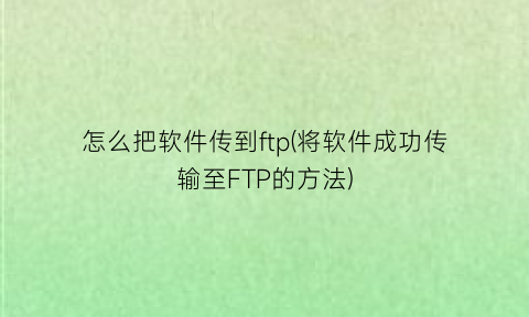 “怎么把软件传到ftp(将软件成功传输至FTP的方法)