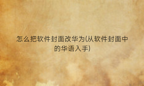 怎么把软件封面改华为(从软件封面中的华语入手)