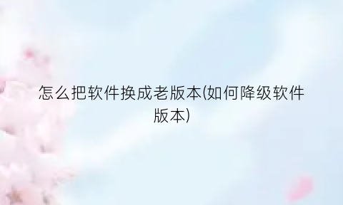 怎么把软件换成老版本(如何降级软件版本)