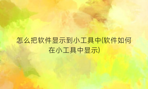 怎么把软件显示到小工具中(软件如何在小工具中显示)