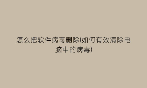 怎么把软件病毒删除(如何有效清除电脑中的病毒)