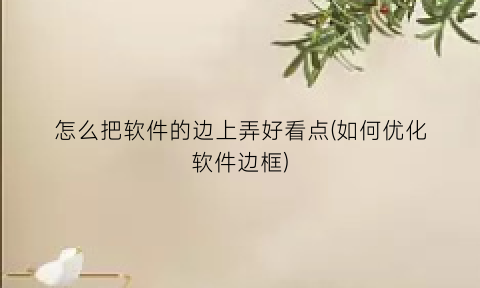 怎么把软件的边上弄好看点(如何优化软件边框)