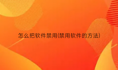 “怎么把软件禁用(禁用软件的方法)