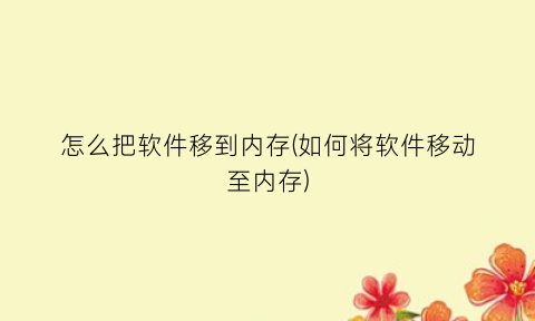 “怎么把软件移到内存(如何将软件移动至内存)