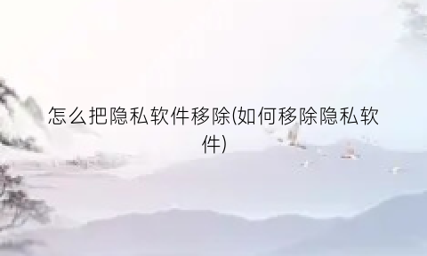 怎么把隐私软件移除(如何移除隐私软件)