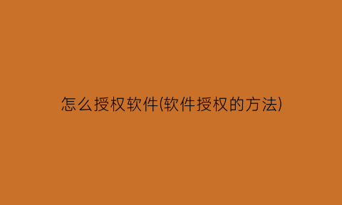 怎么授权软件(软件授权的方法)