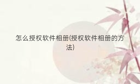 “怎么授权软件相册(授权软件相册的方法)