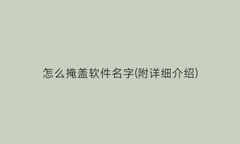 怎么掩盖软件名字(附详细介绍)