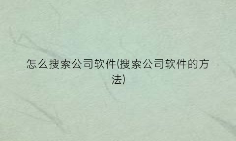 怎么搜索公司软件(搜索公司软件的方法)