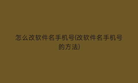 怎么改软件名手机号(改软件名手机号的方法)