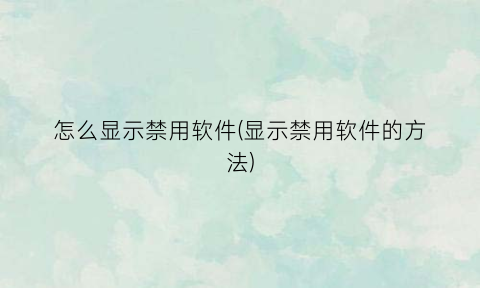 “怎么显示禁用软件(显示禁用软件的方法)