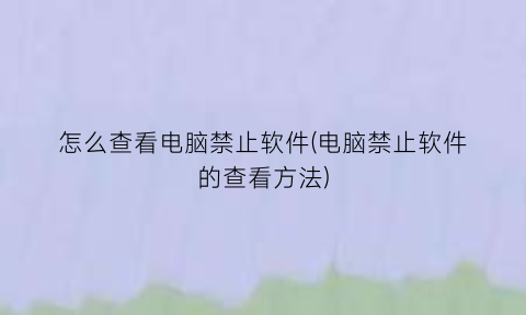 怎么查看电脑禁止软件(电脑禁止软件的查看方法)