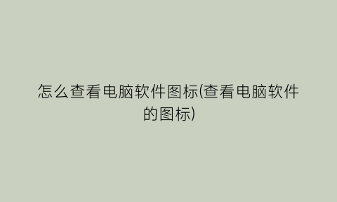 “怎么查看电脑软件图标(查看电脑软件的图标)