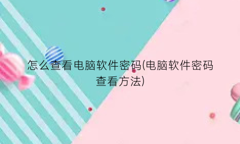 “怎么查看电脑软件密码(电脑软件密码查看方法)