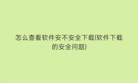 “怎么查看软件安不安全下载(软件下载的安全问题)