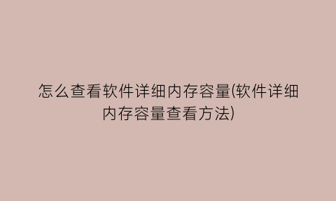 怎么查看软件详细内存容量(软件详细内存容量查看方法)