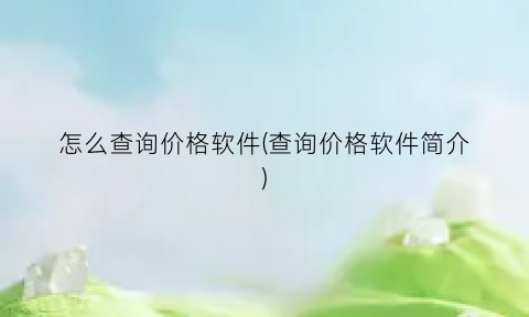“怎么查询价格软件(查询价格软件简介)