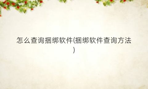“怎么查询捆绑软件(捆绑软件查询方法)