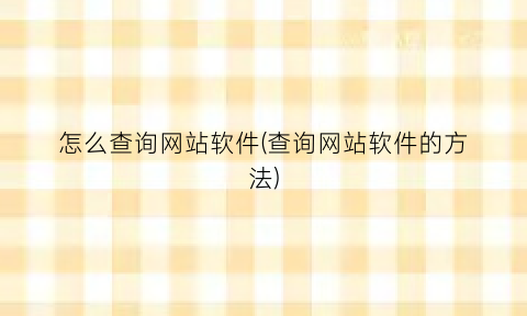 “怎么查询网站软件(查询网站软件的方法)