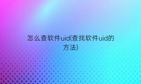 “怎么查软件uid(查找软件uid的方法)