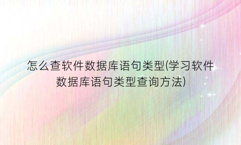 怎么查软件数据库语句类型(学习软件数据库语句类型查询方法)