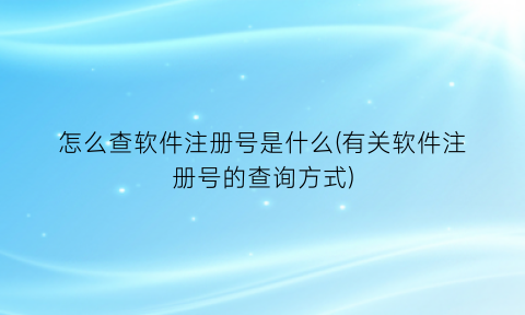 怎么查软件注册号是什么(有关软件注册号的查询方式)