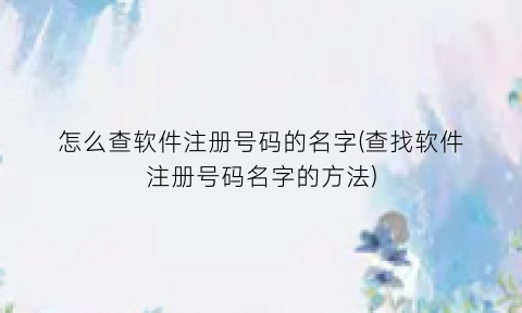“怎么查软件注册号码的名字(查找软件注册号码名字的方法)