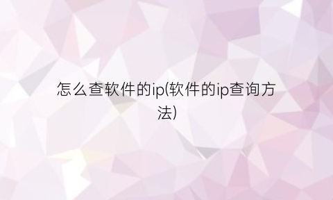 怎么查软件的ip(软件的ip查询方法)