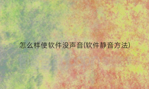 “怎么样使软件没声音(软件静音方法)