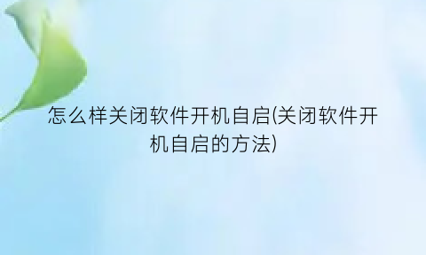 怎么样关闭软件开机自启(关闭软件开机自启的方法)