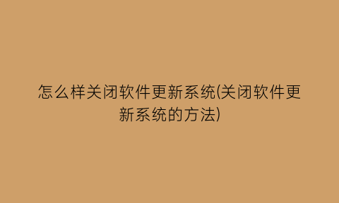 怎么样关闭软件更新系统(关闭软件更新系统的方法)