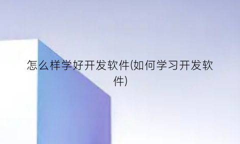 怎么样学好开发软件(如何学习开发软件)