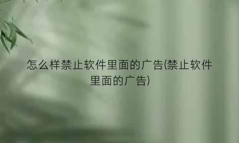 怎么样禁止软件里面的广告(禁止软件里面的广告)