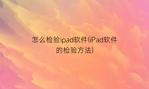 怎么检验ipad软件(iPad软件的检验方法)