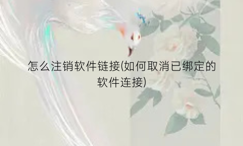 “怎么注销软件链接(如何取消已绑定的软件连接)