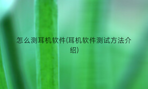 “怎么测耳机软件(耳机软件测试方法介绍)