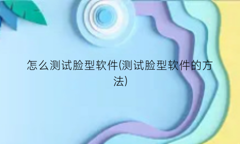 怎么测试脸型软件(测试脸型软件的方法)