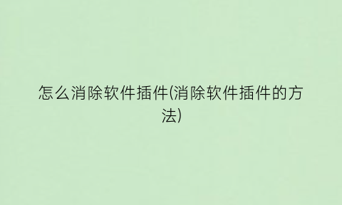 怎么消除软件插件(消除软件插件的方法)