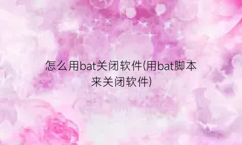 怎么用bat关闭软件(用bat脚本来关闭软件)