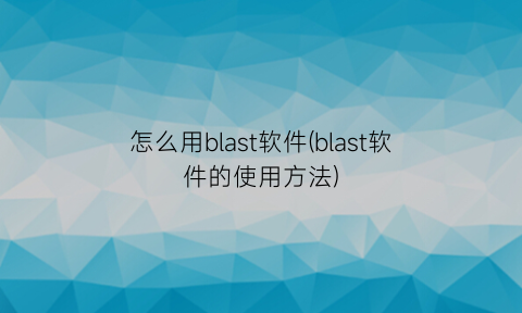 怎么用blast软件(blast软件的使用方法)